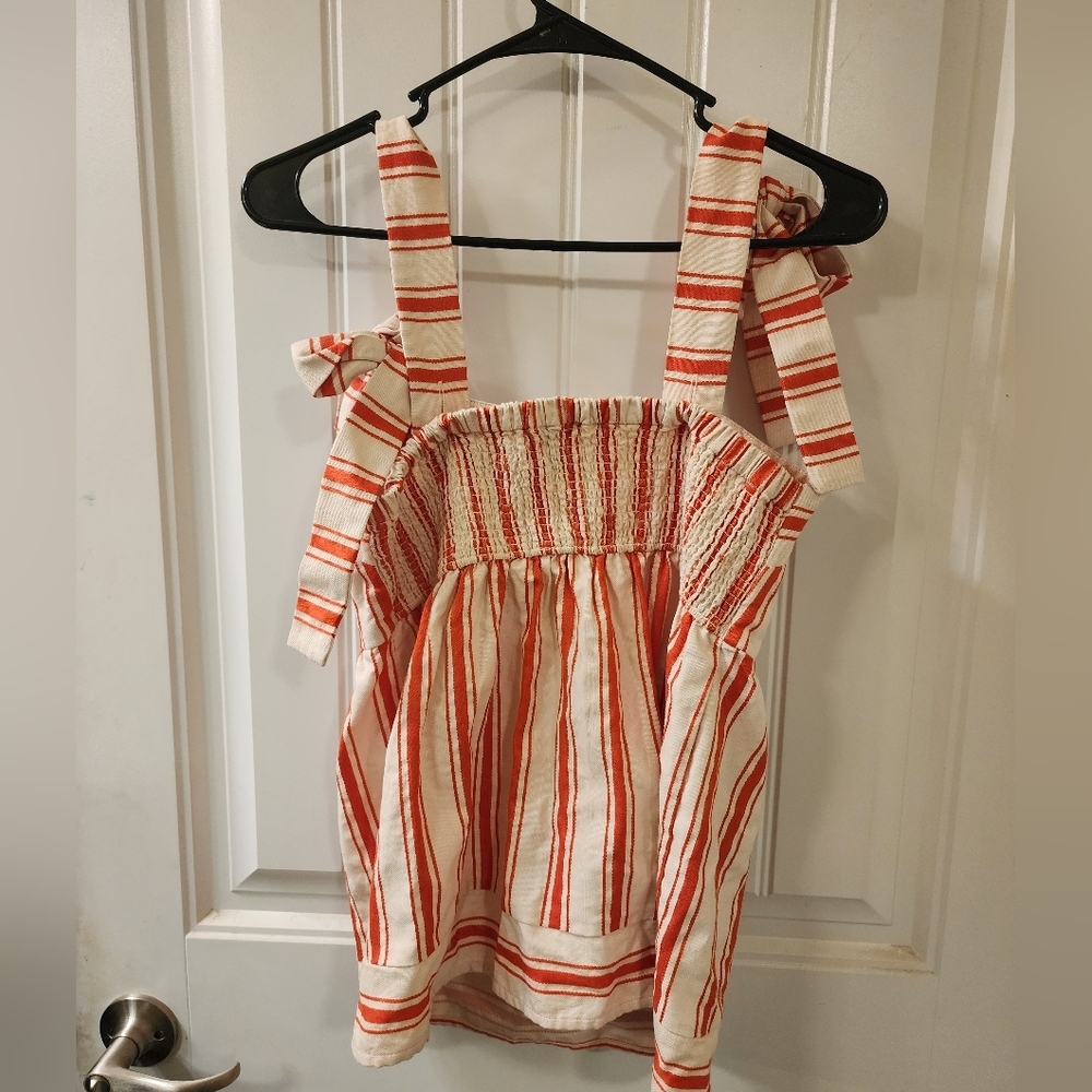 Cabi Orange & White Striped Tie Strap Top Size Small - Picture 4 of 4